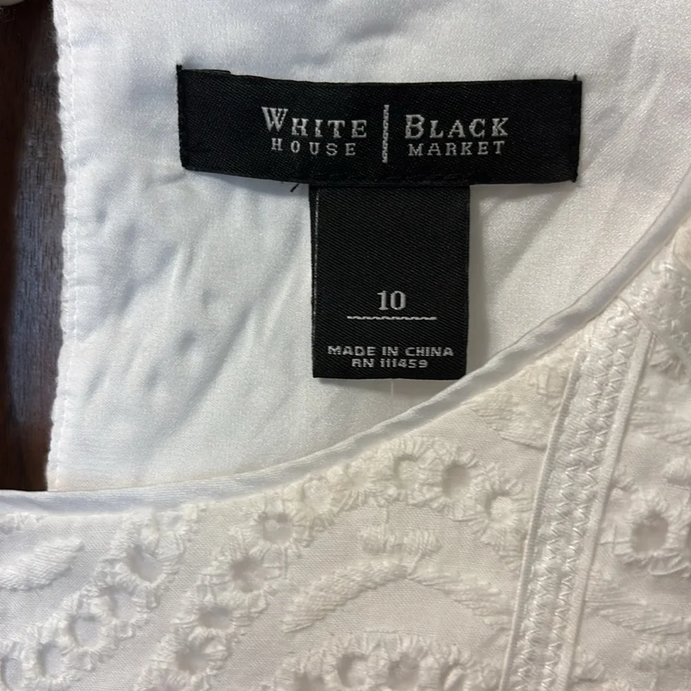White House Black Market Fitted Cotton Eyelet Peplum Top Sz 10 NWT